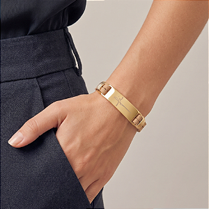 Pulseira Nude 'Fé' Fecho de Imã