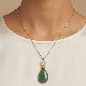 Colar Gota Jade Verde