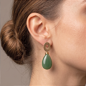 Brinco Jade Verde Gota