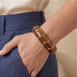 Bracelete Marrom Cromado