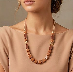 Colar Midi Resinas Terracota