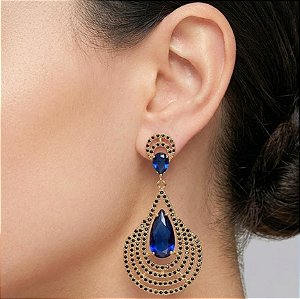 Brinco Elegante Azul em Cristais