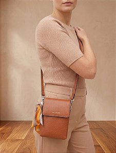 Bolsa Carteira Marrom e Prata