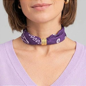 Colar Lenço Roxo e Passante Assimétrico