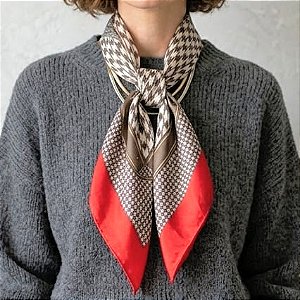 Colar Lenço Vermelho e Marrom G