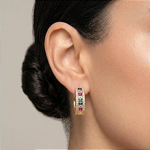 Argola Zircônias Coloridas G