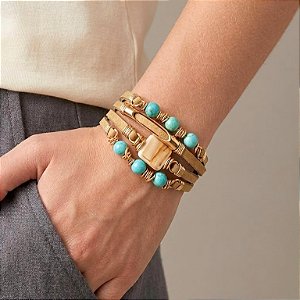 Pulseira Nude Fecho de Imã Pedras Naturais