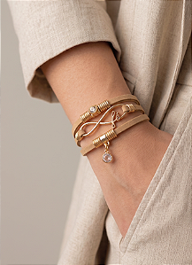 Pulseira Nude Fé e Fecho de Imã