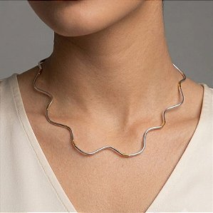 Colar Curto Duo Prata e Dourado
