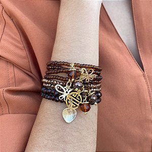 Maxi Pulseira Marrom Cristais