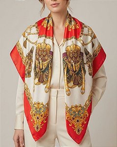 Colar Lenço Vermelho G e Passante Banhado