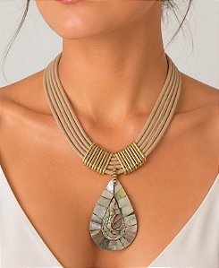 Maxi Colar Nude Gota Abalone