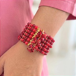 Maxi Pulseira Vermelha Cristais