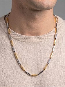 Corrente Prata e Dourada Masculina em Aço