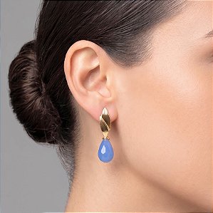 Brinco Gota Azul Cristal