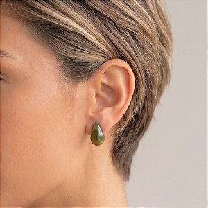 Brinco P Verde Gota Resina