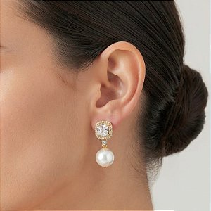 Brinco Dourado Zircônias e Shell
