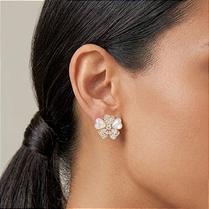 Brinco Flor com Zircônias