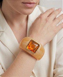 Bracelete Nude Resina Âmbar