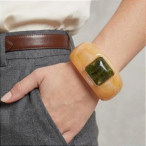 Bracelete Nude Resina Verde Militar