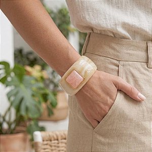 Bracelete Nude Resina Rosa