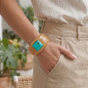 Bracelete Nude Resina Turquesa