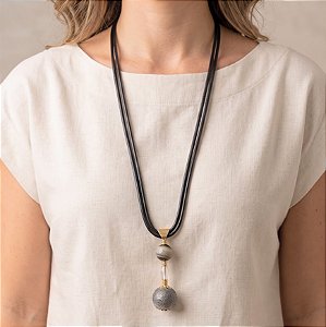 Colar Longo Preto Pedra Natural