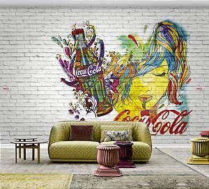 Painel Pintura Vintage e Tijolinho Colorido, Coca-Cola