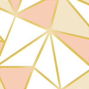 Papel de Parede Adesivo Geométrico  Zara Coral e Dourado