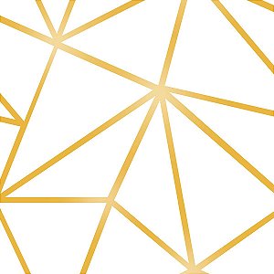Papel de Parede Adesivo Geométrico  Zara Branco e Dourado