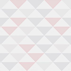 Papel de Parede Adesivo Triângulos Rosa e Cinza