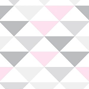 Papel de Parede Adesivo Triângulos Rosa e Cinza