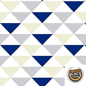 Papel de Parede Adesivo Triângulos Azul, Cinza e Amarelo