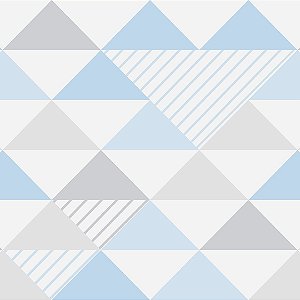 Papel de Parede Adesivo Triângulos Azul Claro e Cinza
