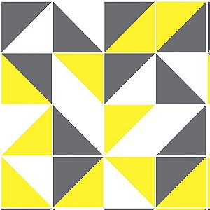 Papel de Parede Adesivo Triângulos Amarelo e Cinza