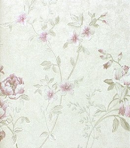 Papel de Parede Floral Lilás Claro, Prata e Cinza, Dolce Vita