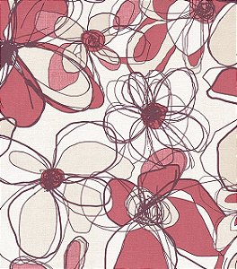 Papel de Parede Floral Moderno Vermelho Cereja, Imagine 2