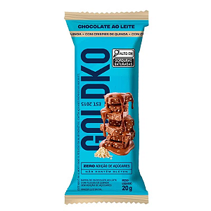 BARRA CHOCO AO LEITE PEDACOS CRISPY QUINOA 10 X 20G GOLDKO