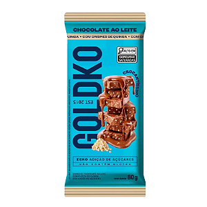 BARRA CHOCO AO LEITE PEDACOS CRISPY QUINOA 8 X 80G GOLDKO