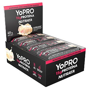 BARRA YOPRO MORANGO CHOCO BRANCO 12 X 40G NUTRATA
