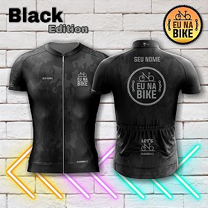 Camisa de ciclismo masculina @eunabike [Black Edition] com seu nome