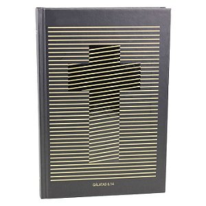 Biblia Cruz Listrada NAA Preto e Dourado