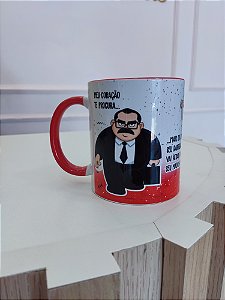 Caneca Meu coração te procura interior e alça vermelha - Código 0248