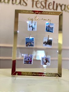 Moldura em acrílico espelhado com fotos  - Código 0255