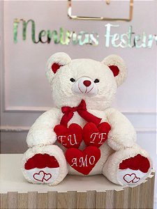 Urso 3 corações tamanho M 50cm com 3 corações individual- Código 0264