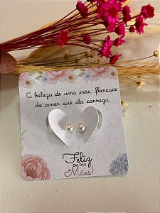 Card com brinco de pérola tag personalizada  - Código 0308