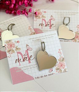 Card com espelho formato de coração Dia das mães  - Código 0358