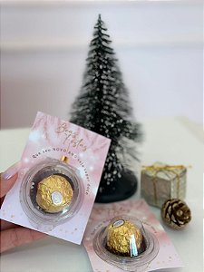 Tag Natalina personalizada com Blister e Ferrero Rocher - Boas Festas- Código 0433