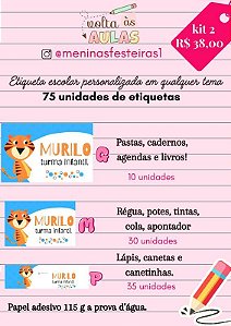KIT 02 Etiquetas Escolares 75 unid - Código 0436