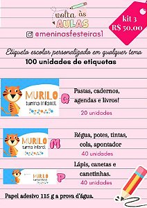 KIT 03 Etiquetas Escolares 100 unid - Código 0437